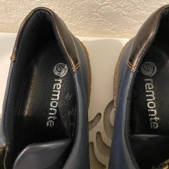 Remonte Navy Blue Leather Exposed Zipper Flexible Thermoplastic Sole Preppy 40 - Picture 5 of 14